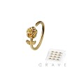 12PCS OF ROSE FLOWER TOP 316L SURGICAL STEEL HOOP NOSE RING BOX